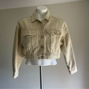 Princess Polly Women's CroppedCream Denim Jacket